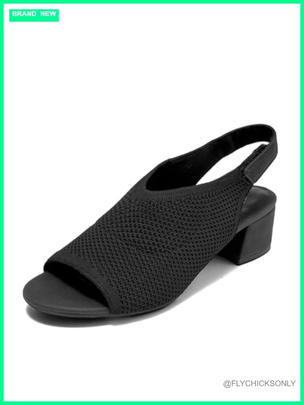 Block Heel Slingback Sandals Knit Faux Nubuck Comfort